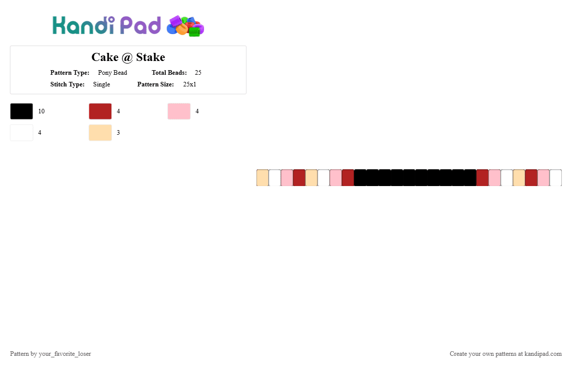 Cake @ Stake - Pony Bead Pattern by your_favorite_loser on Kandi Pad - red,pink