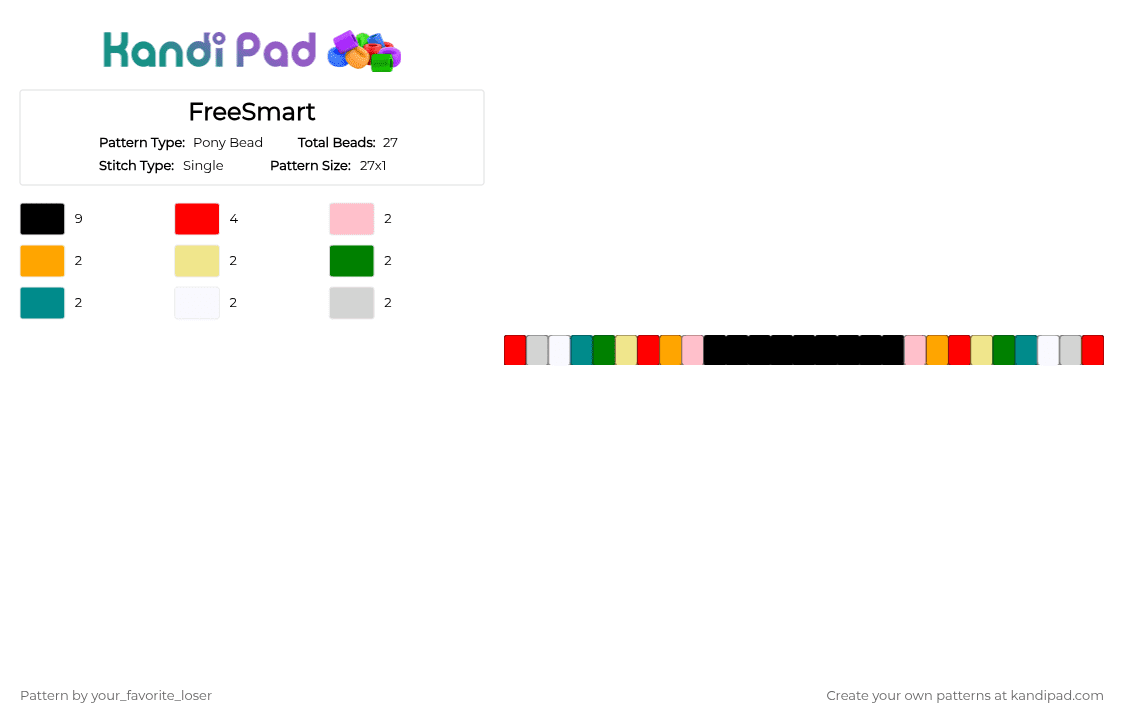 FreeSmart - Pony Bead Pattern by your_favorite_loser on Kandi Pad - red
