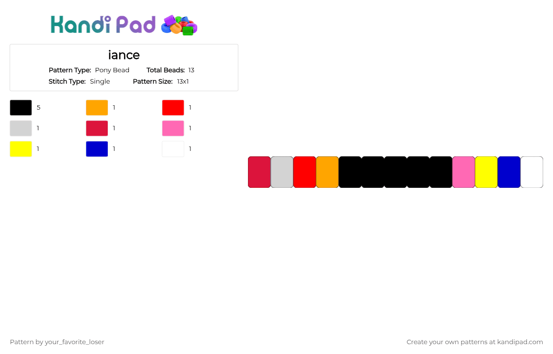iance - Pony Bead Pattern by your_favorite_loser on Kandi Pad - red