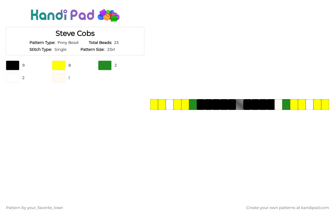Steve Cobs - Pony Bead Pattern by your_favorite_loser on Kandi Pad - yellow