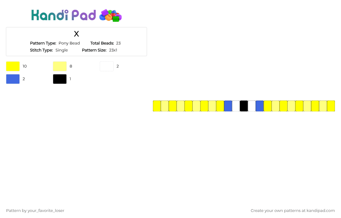 X - Pony Bead Pattern by your_favorite_loser on Kandi Pad - yellow