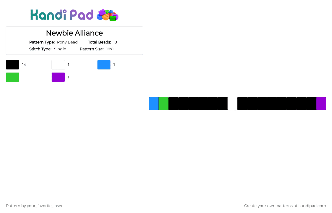 Newbie Alliance - Pony Bead Pattern by your_favorite_loser on Kandi Pad - black, green, light blue, purple