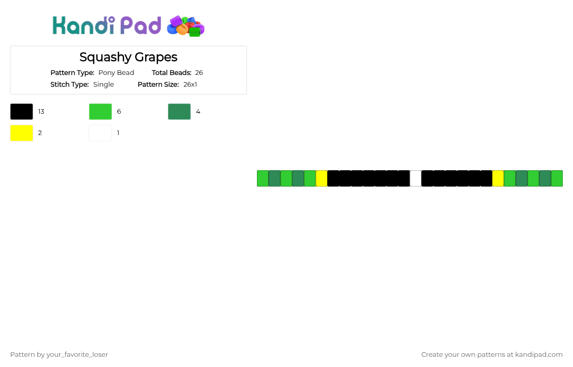 Squashy Grapes - Pony Bead Pattern by your_favorite_loser on Kandi Pad - green