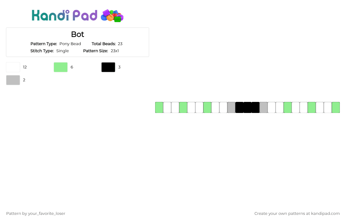 Bot - Pony Bead Pattern by your_favorite_loser on Kandi Pad - teal, white