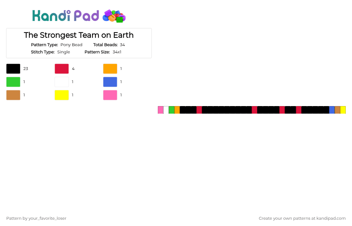 The Strongest Team on Earth - Pony Bead Pattern by your_favorite_loser on Kandi Pad - black, orange, red
