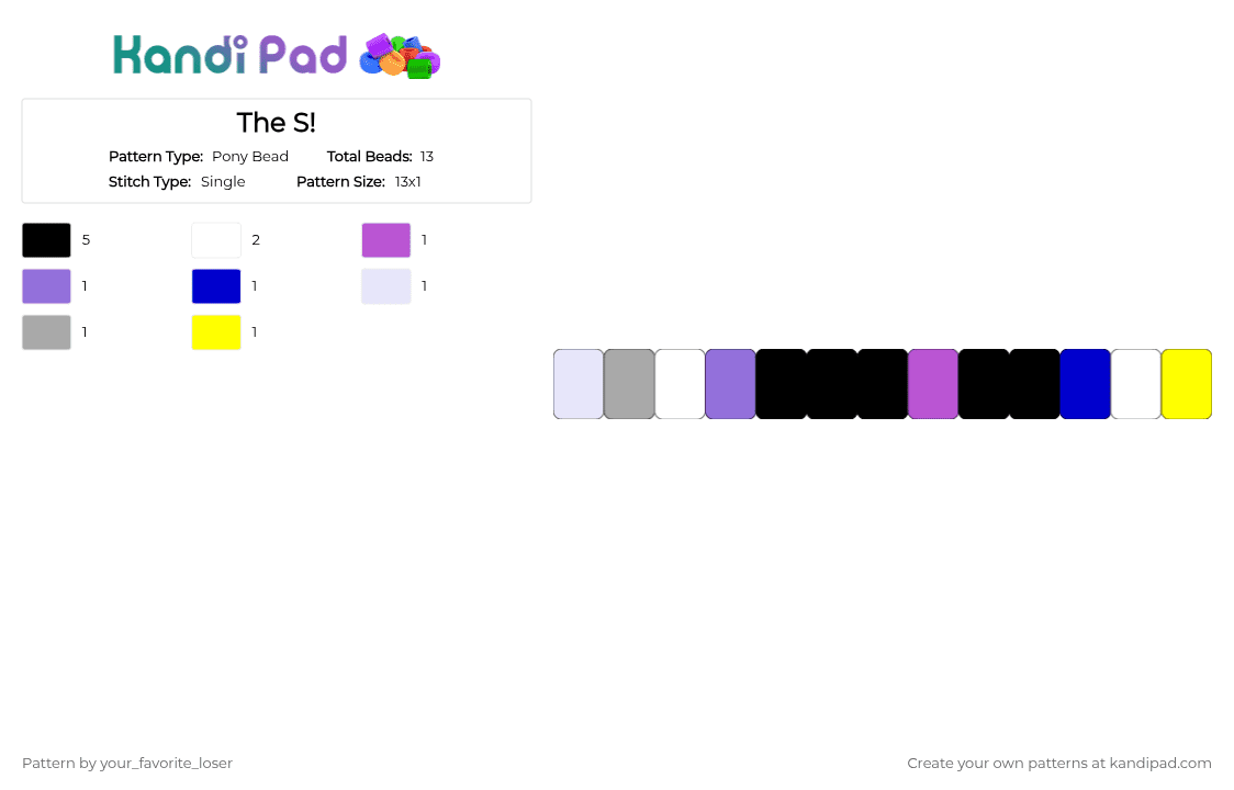 The S! - Pony Bead Pattern by your_favorite_loser on Kandi Pad - 