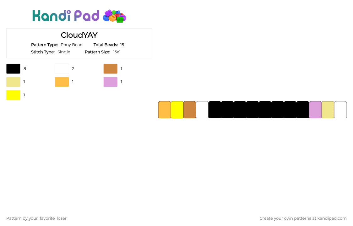 CloudYAY - Pony Bead Pattern by your_favorite_loser on Kandi Pad - black, orange, yellow