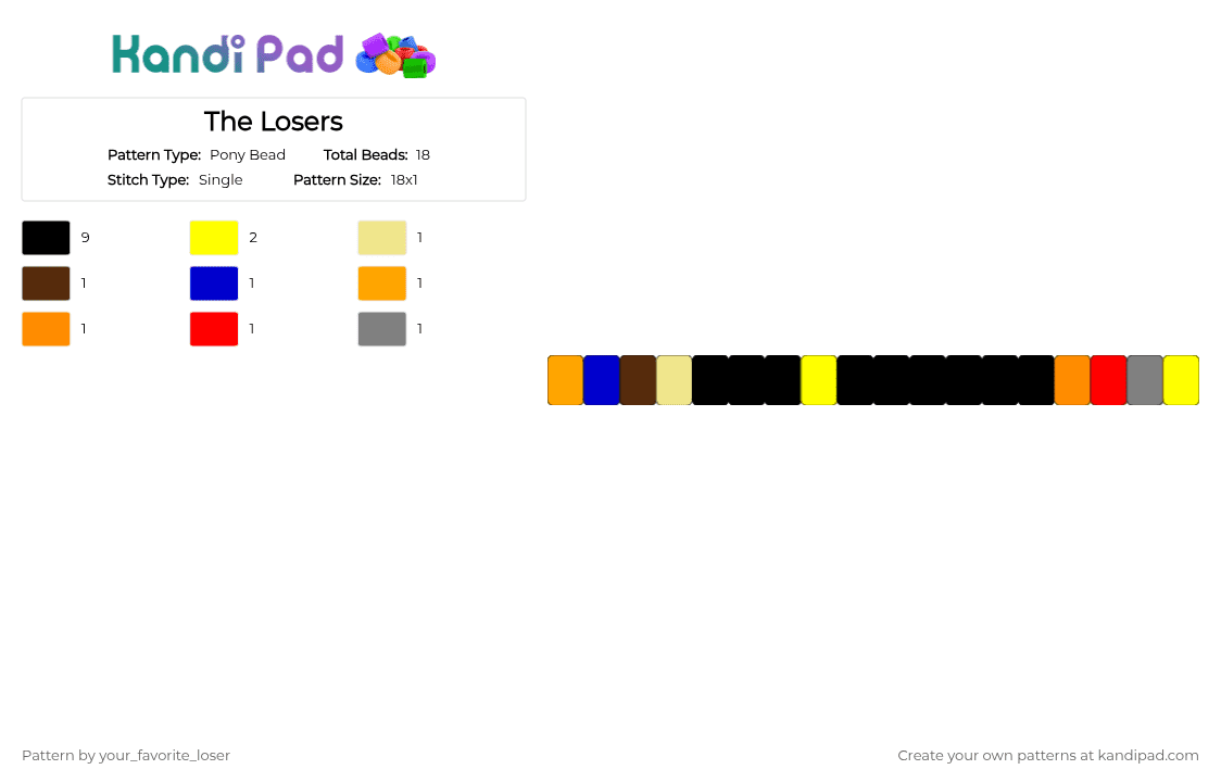 The Losers - Pony Bead Pattern by your_favorite_loser on Kandi Pad - black, orange, yellow