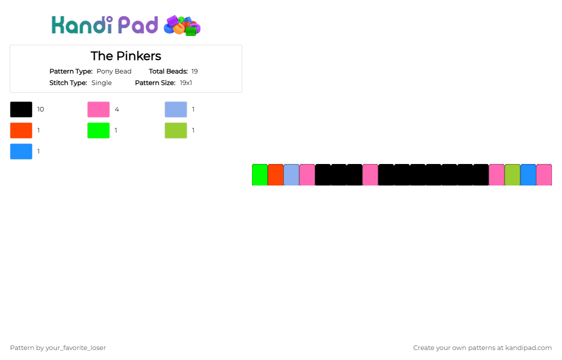 The Pinkers - Pony Bead Pattern by your_favorite_loser on Kandi Pad - black, pink
