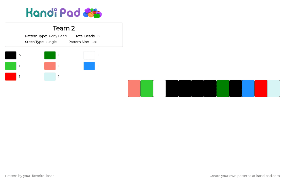 Team 2 - Pony Bead Pattern by your_favorite_loser on Kandi Pad - green, light blue