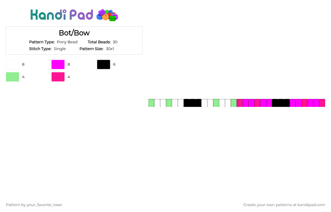 Bot/Bow - Pony Bead Pattern by your_favorite_loser on Kandi Pad - pink