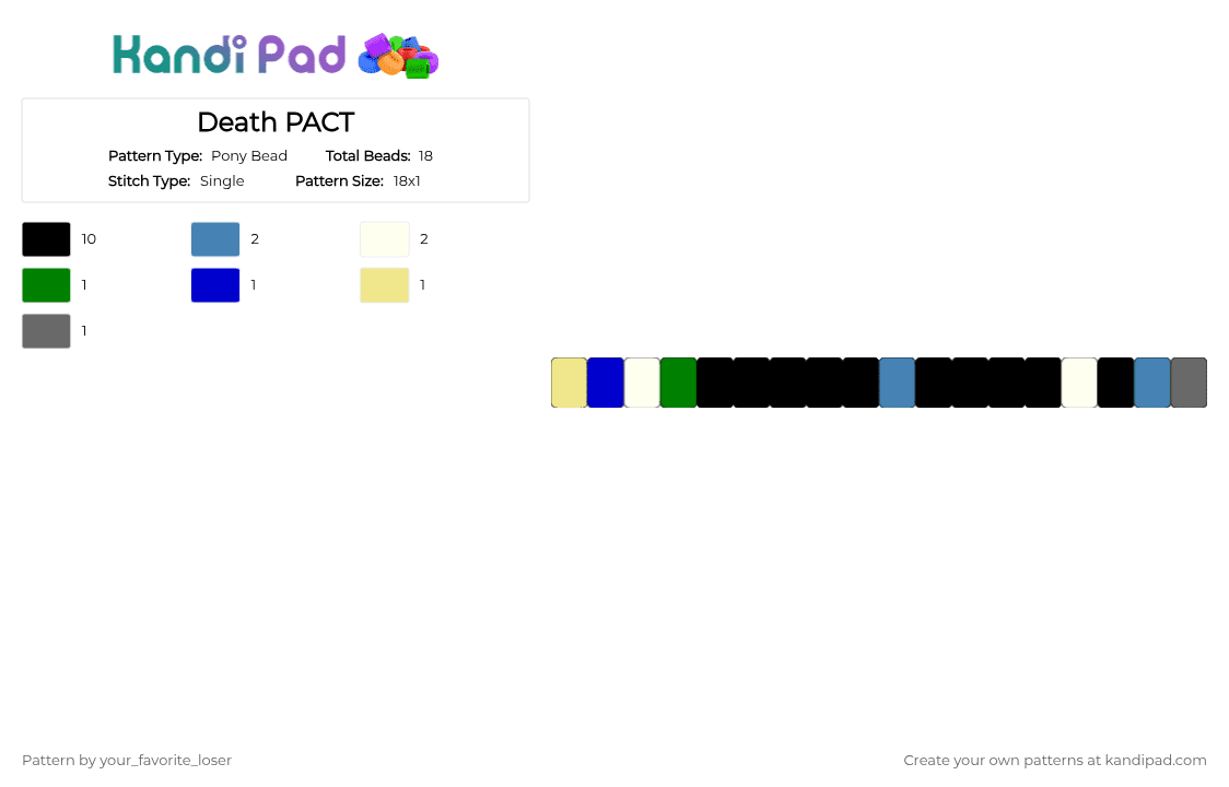 Death PACT - Pony Bead Pattern by your_favorite_loser on Kandi Pad - black, blue