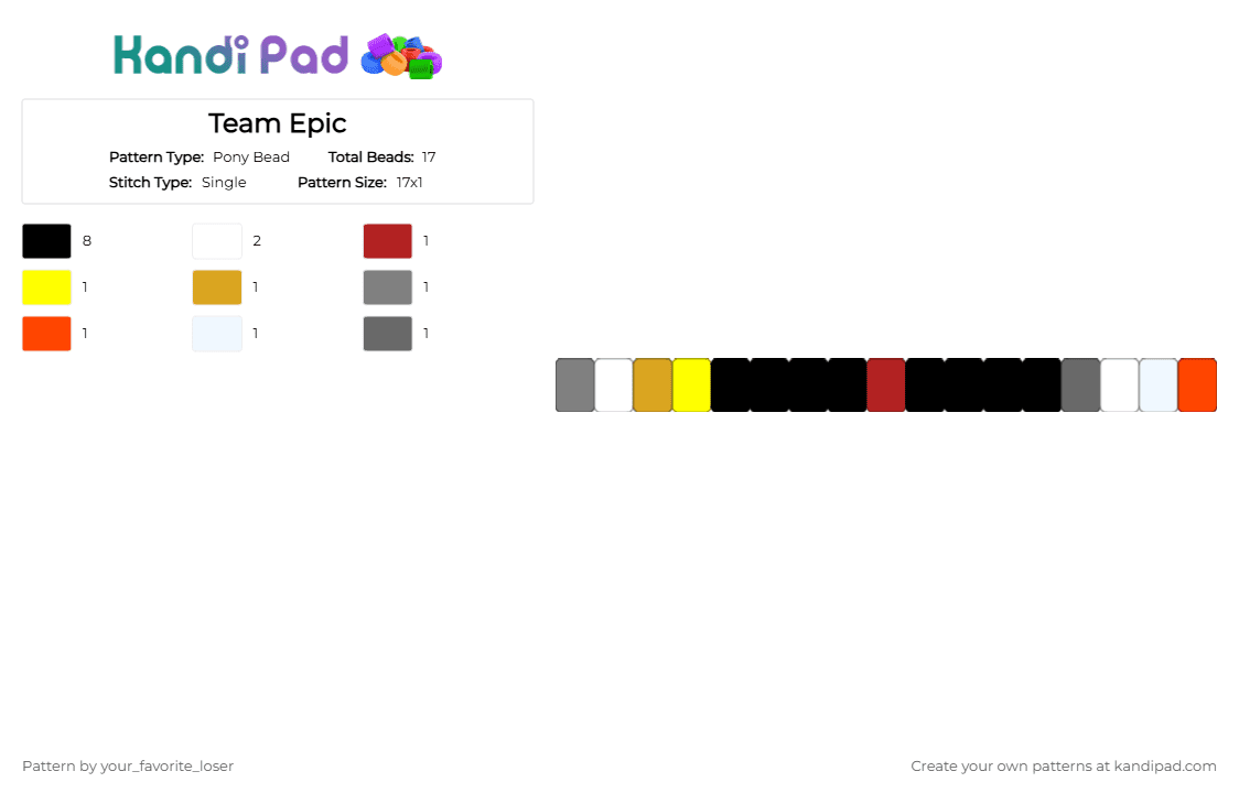 Team Epic - Pony Bead Pattern by your_favorite_loser on Kandi Pad - black, gray, red