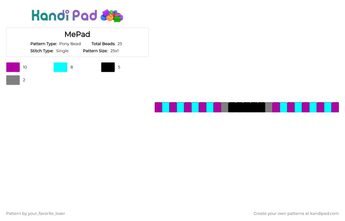 MePad - Pony Bead Pattern by your_favorite_loser on Kandi Pad - light blue, pink