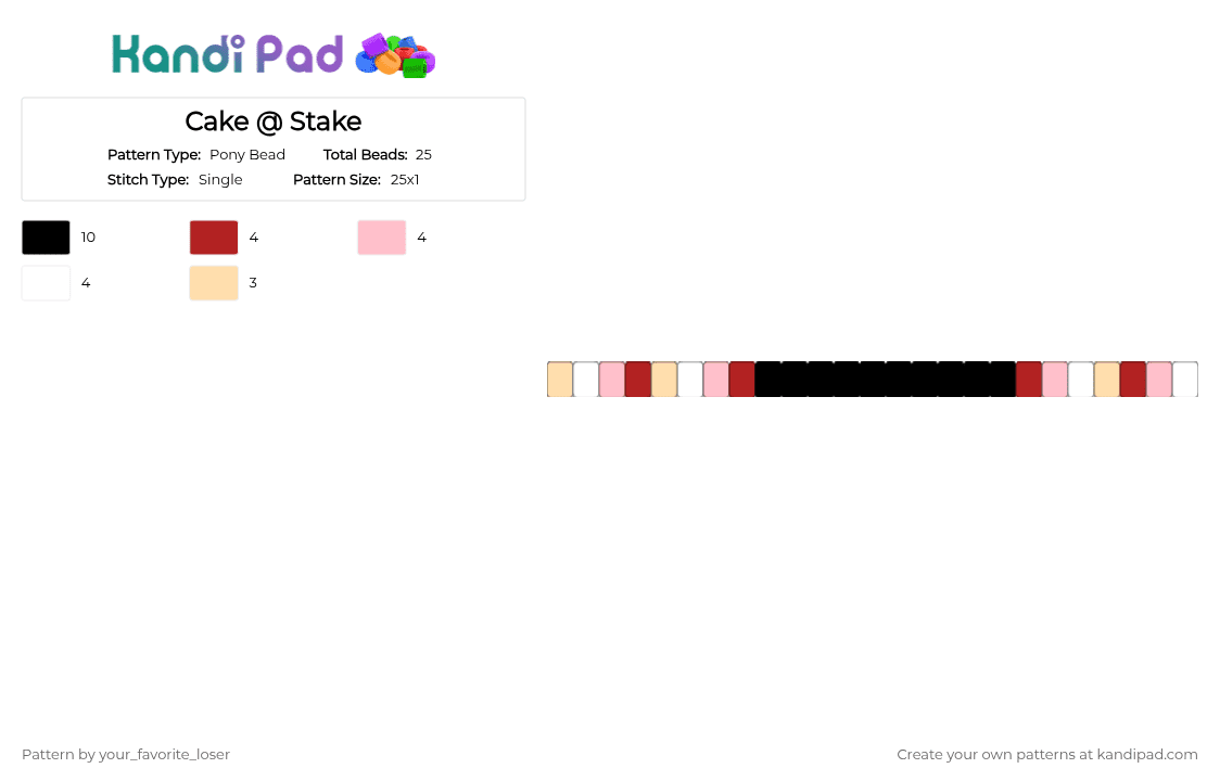 Cake @ Stake - Pony Bead Pattern by your_favorite_loser on Kandi Pad - pink, red
