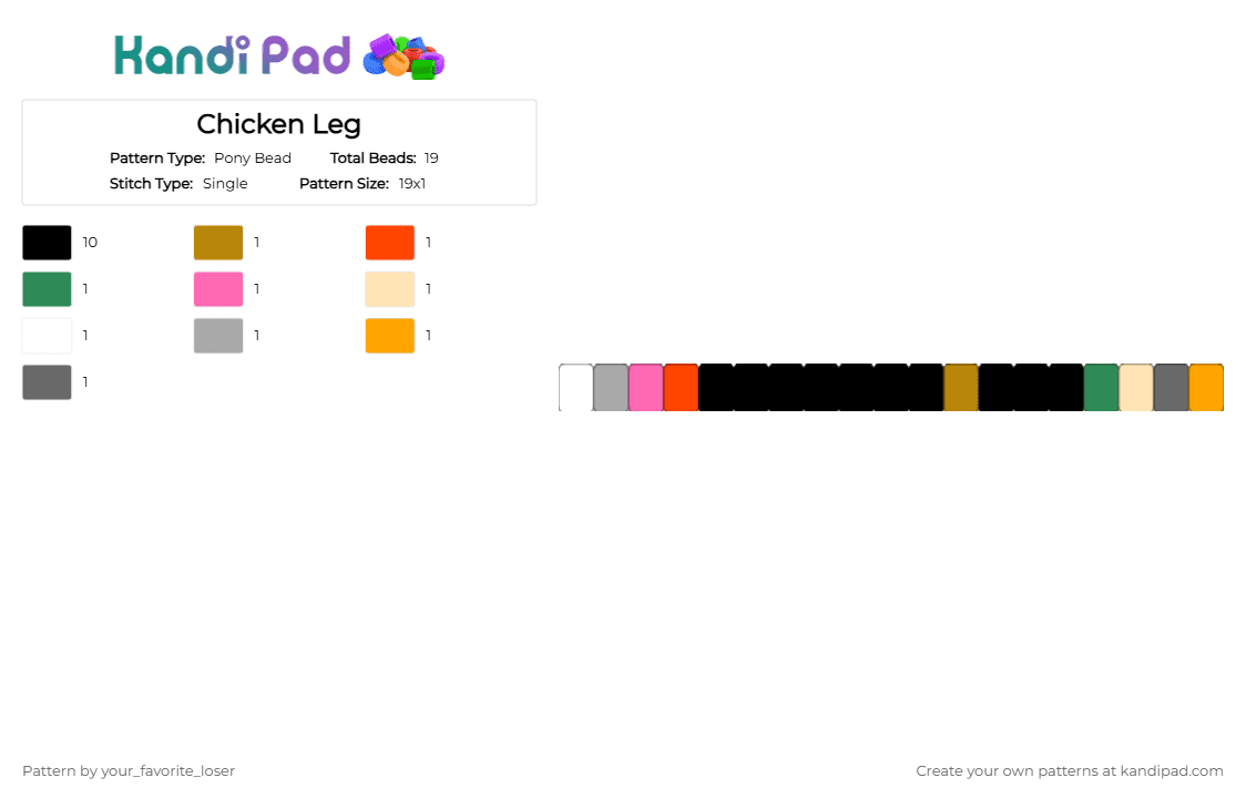 Chicken Leg - Pony Bead Pattern by your_favorite_loser on Kandi Pad - 