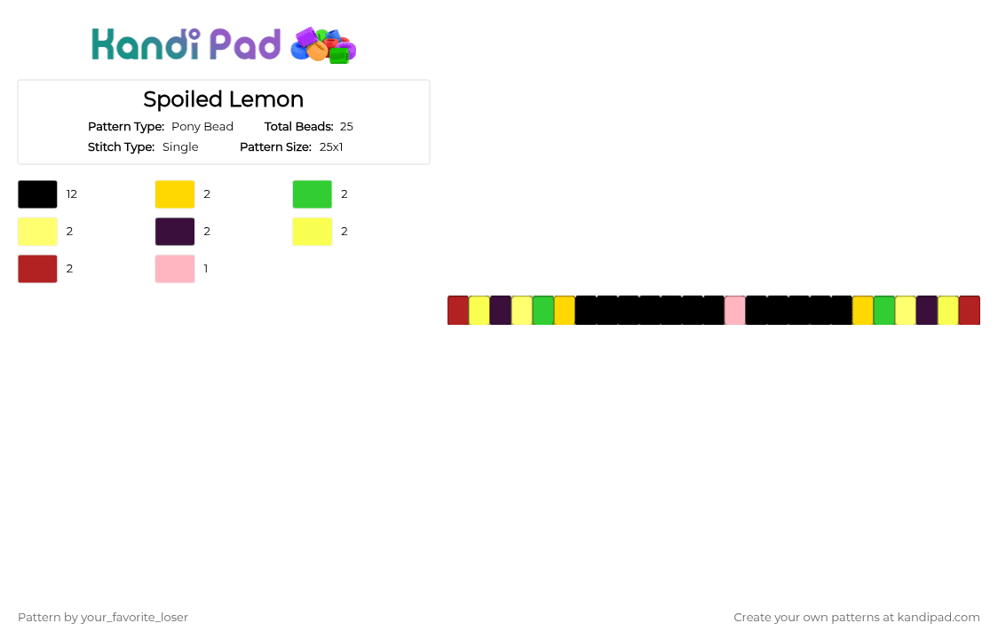 Spoiled Lemon - Pony Bead Pattern by your_favorite_loser on Kandi Pad - 