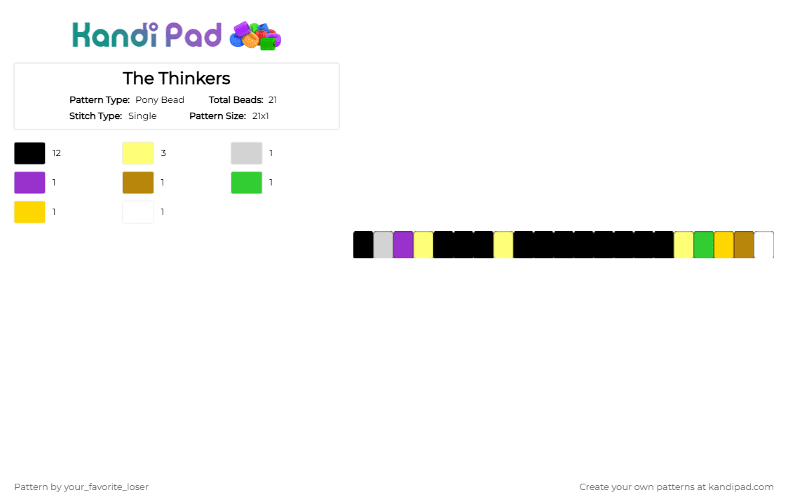The Thinkers - Pony Bead Pattern by your_favorite_loser on Kandi Pad - black, yellow