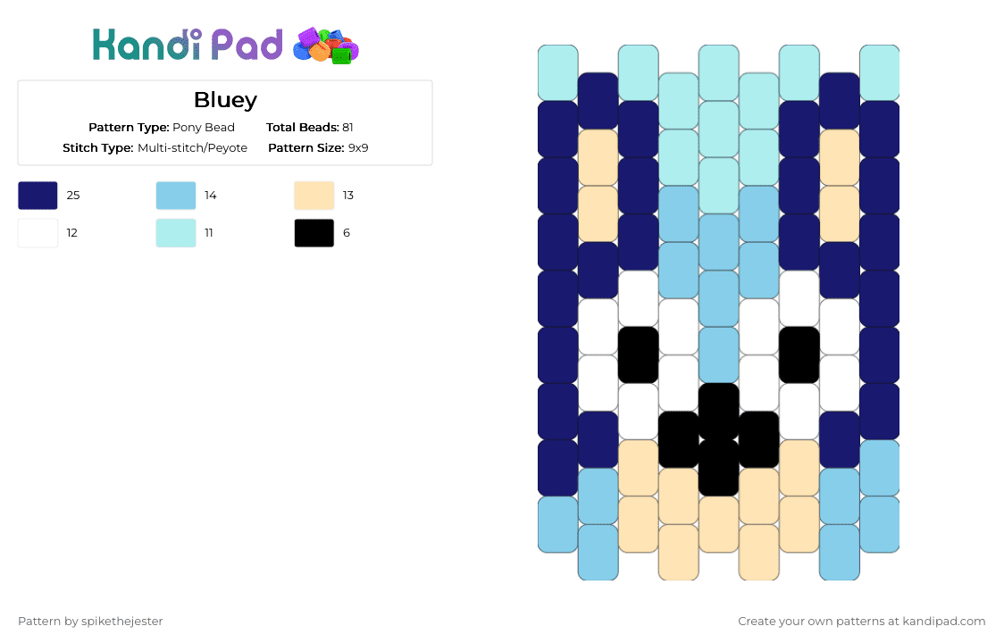 Bluey - Pony Bead Pattern by spikethejester on Kandi Pad - purple,light blue