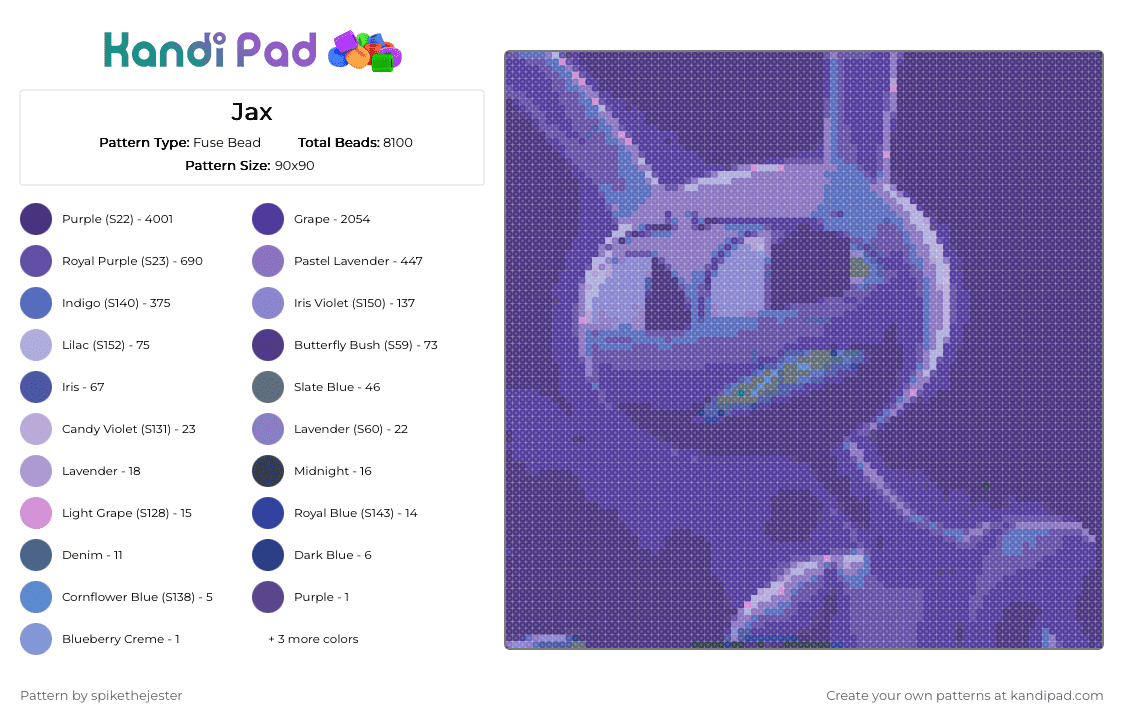 Jax - Fuse Bead Pattern by spikethejester on Kandi Pad - 