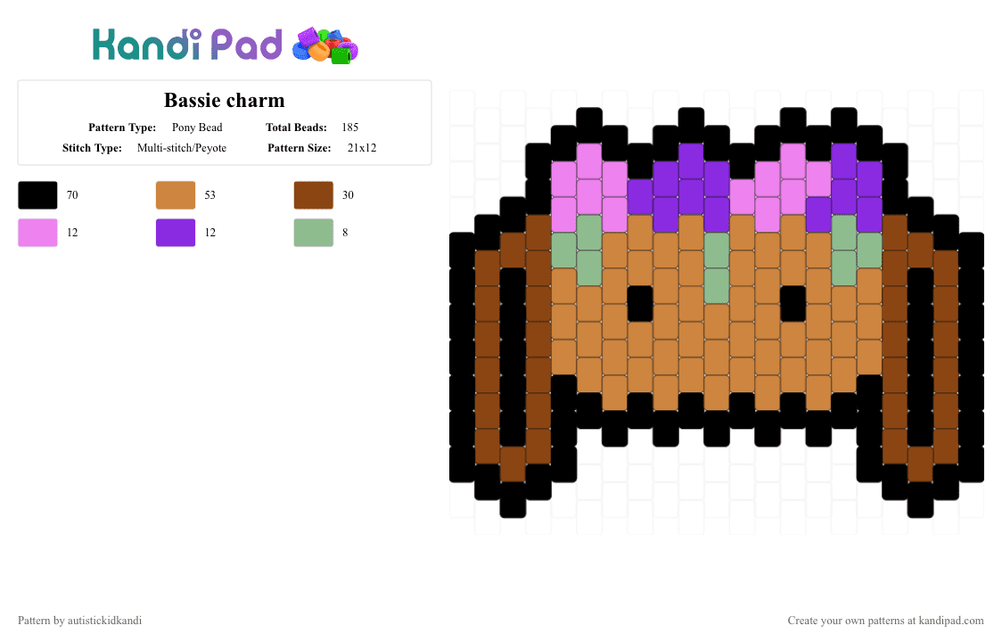 Bassie charm - Pony Bead Pattern by autistickidkandi on Kandi Pad - orange,red,dandys world,bassie,easter