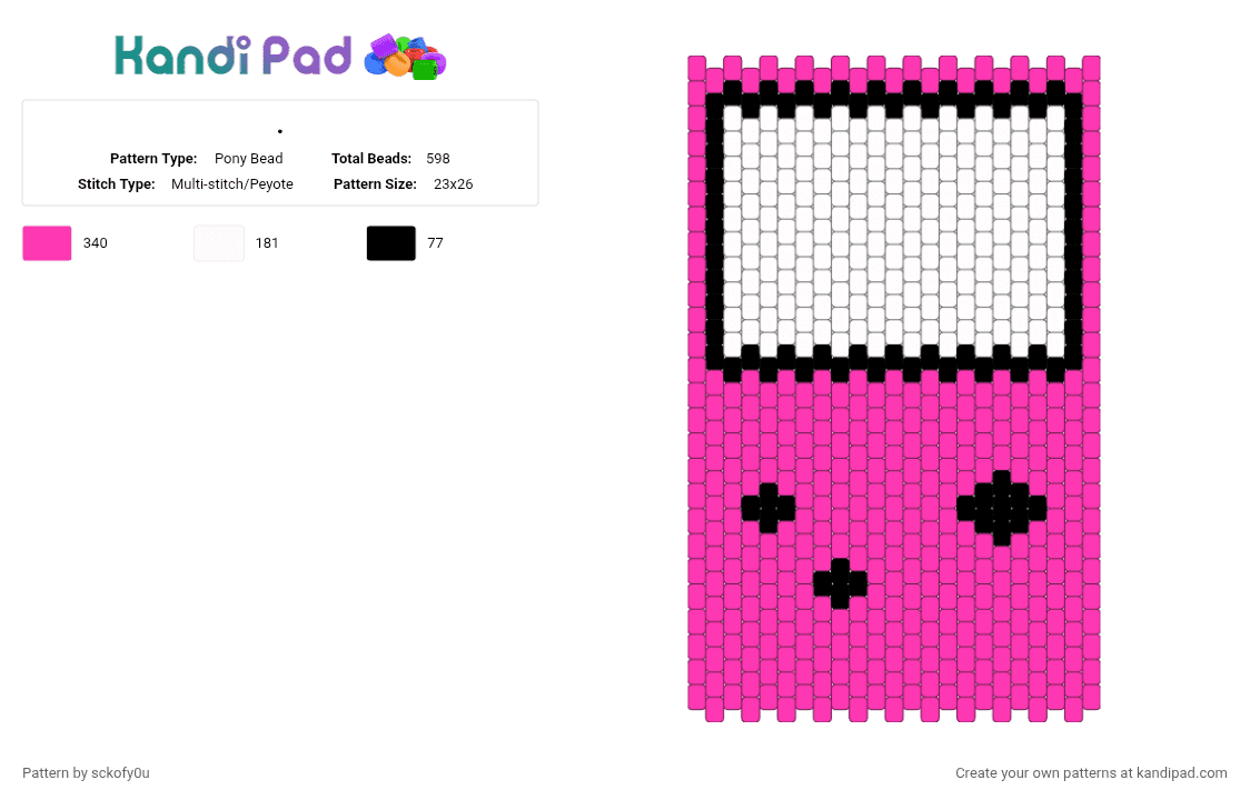 . - Pony Bead Pattern by sckofy0u on Kandi Pad - pink,white