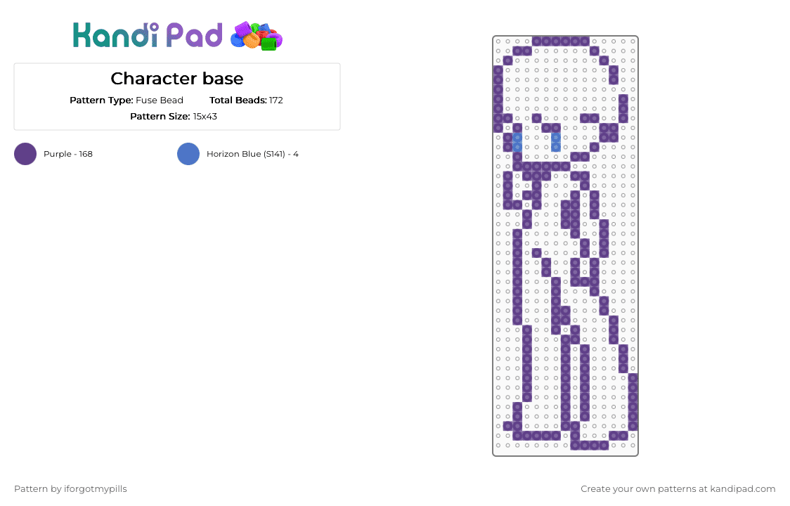 Character base - Fuse Bead Pattern by iforgotmypills on Kandi Pad - purple