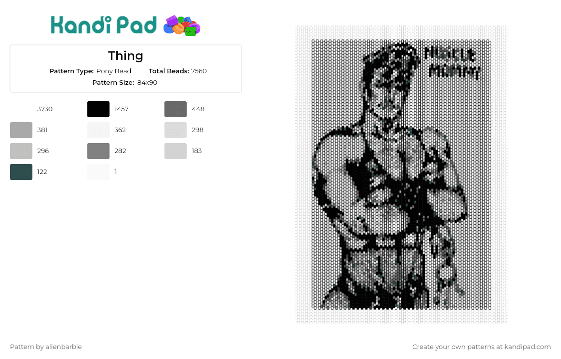 Thing - Pony Bead Pattern by alienbarbie on Kandi Pad - muscle mommy,poster