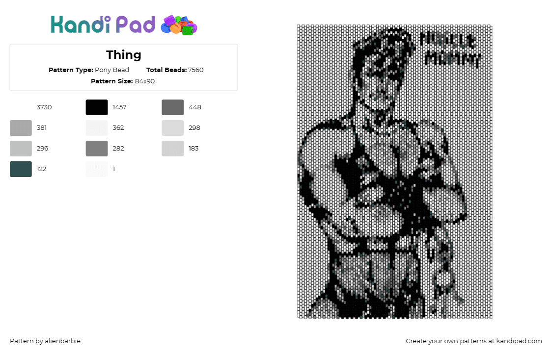 Thing - Pony Bead Pattern by alienbarbie on Kandi Pad - muscle mommy,poster