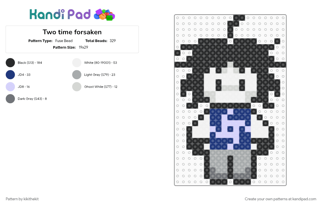 Two time forsaken - Fuse Bead Pattern by kikithekit on Kandi Pad - black, blue, gray