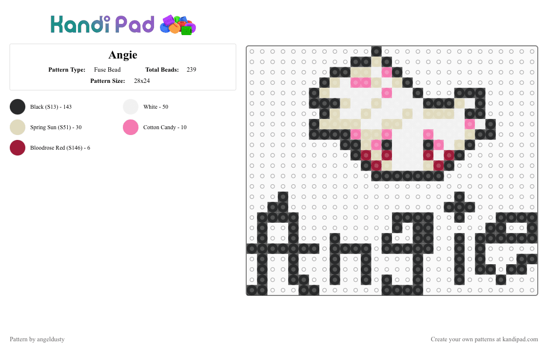 Angie - Fuse Bead Pattern by angeldusty on Kandi Pad - black,white,beige