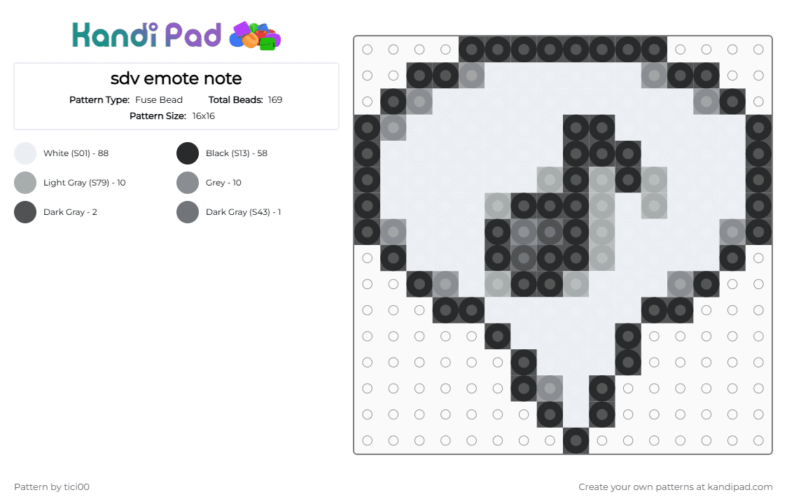 sdv emote note - Fuse Bead Pattern by tici00 on Kandi Pad - white
