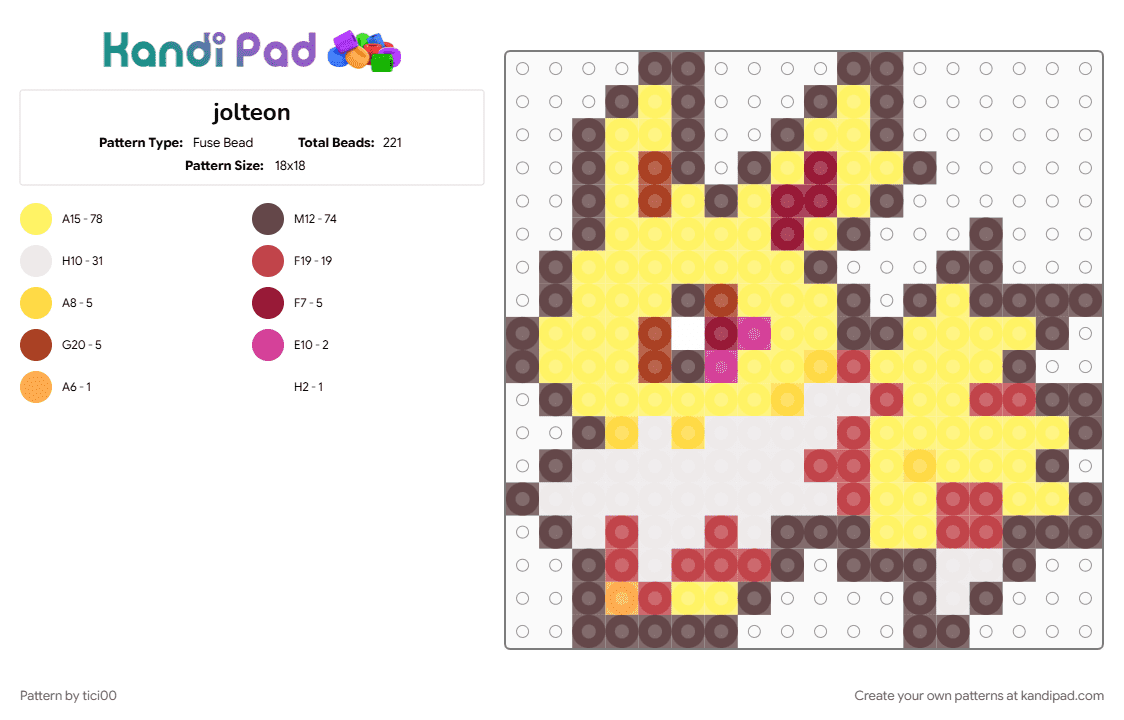 jolteon - Fuse Bead Pattern by tici00 on Kandi Pad - brown, yellow