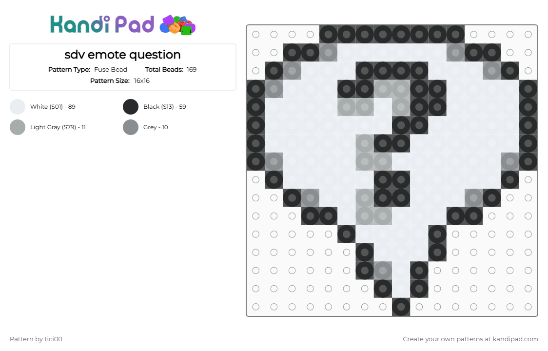 sdv emote question - Fuse Bead Pattern by tici00 on Kandi Pad - white