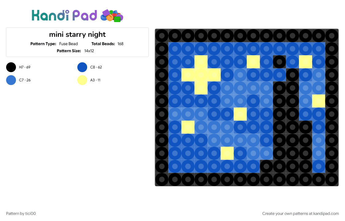 mini starry night - Fuse Bead Pattern by tici00 on Kandi Pad - blue