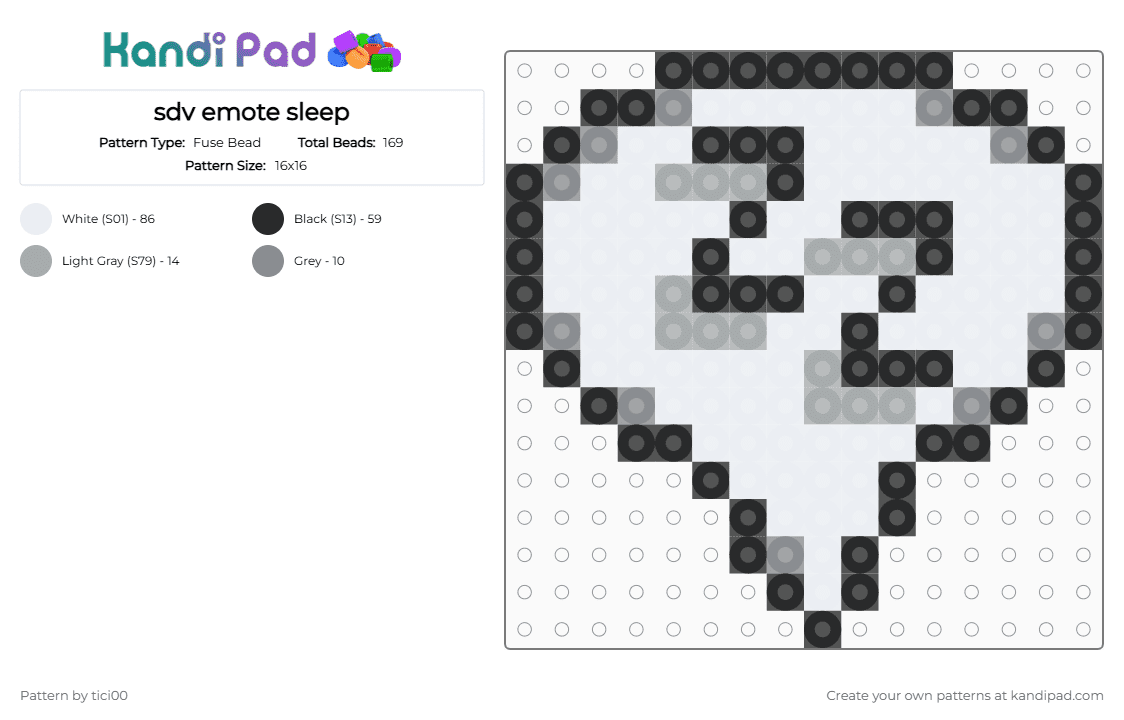 sdv emote sleep - Fuse Bead Pattern by tici00 on Kandi Pad - white