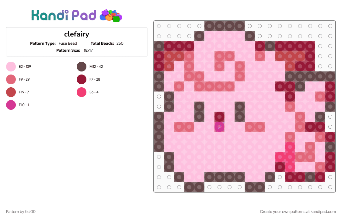 clefairy - Fuse Bead Pattern by tici00 on Kandi Pad - pink