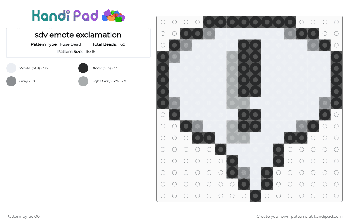 sdv emote exclamation - Fuse Bead Pattern by tici00 on Kandi Pad - white