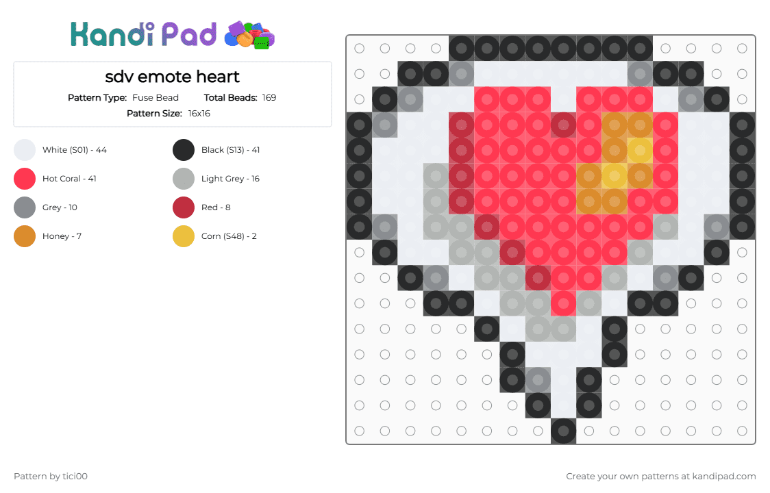 sdv emote heart - Fuse Bead Pattern by tici00 on Kandi Pad - beige, red