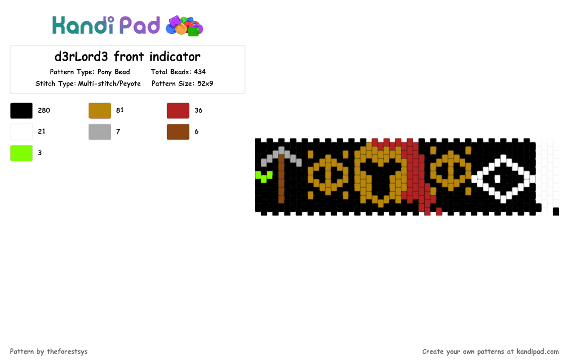 d3rLord3 front indicator - Pony Bead Pattern by theforestsys on Kandi Pad - black, gold, red
