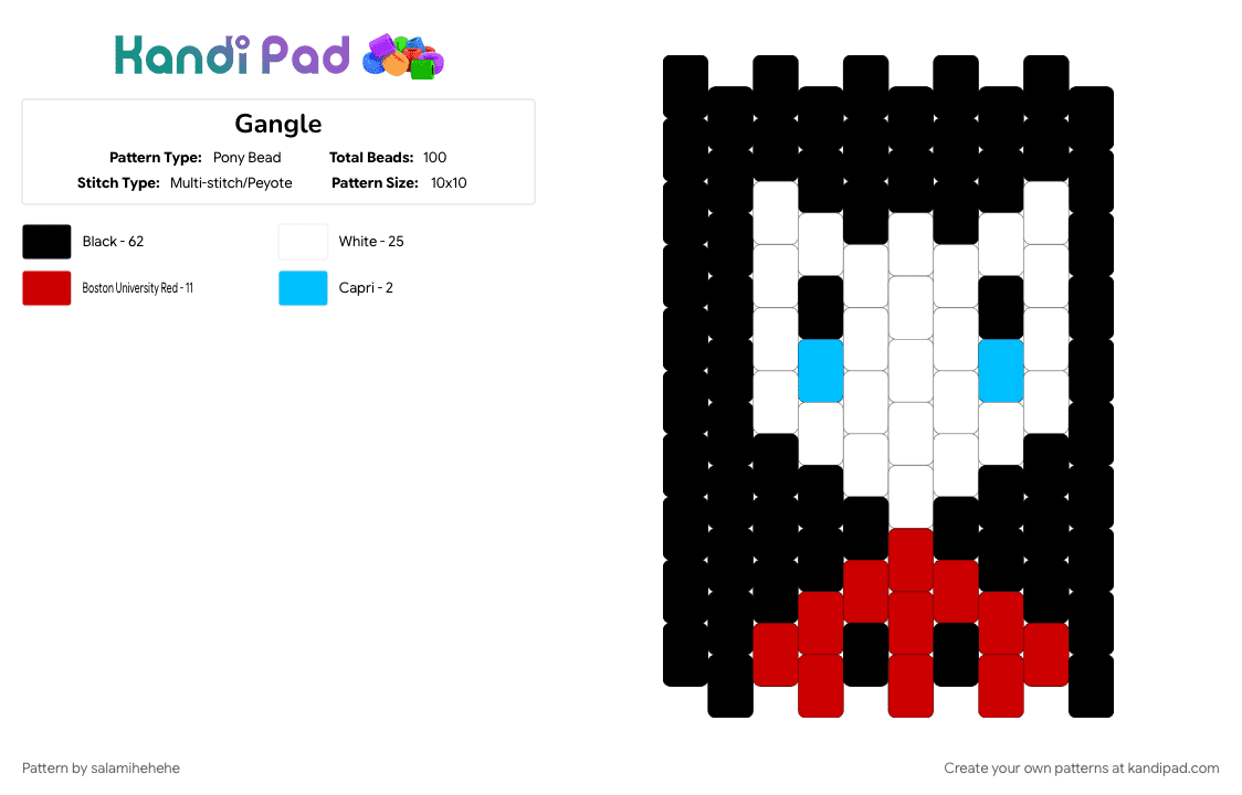 Gangle - Pony Bead Pattern by salamihehehe on Kandi Pad - black, red, white