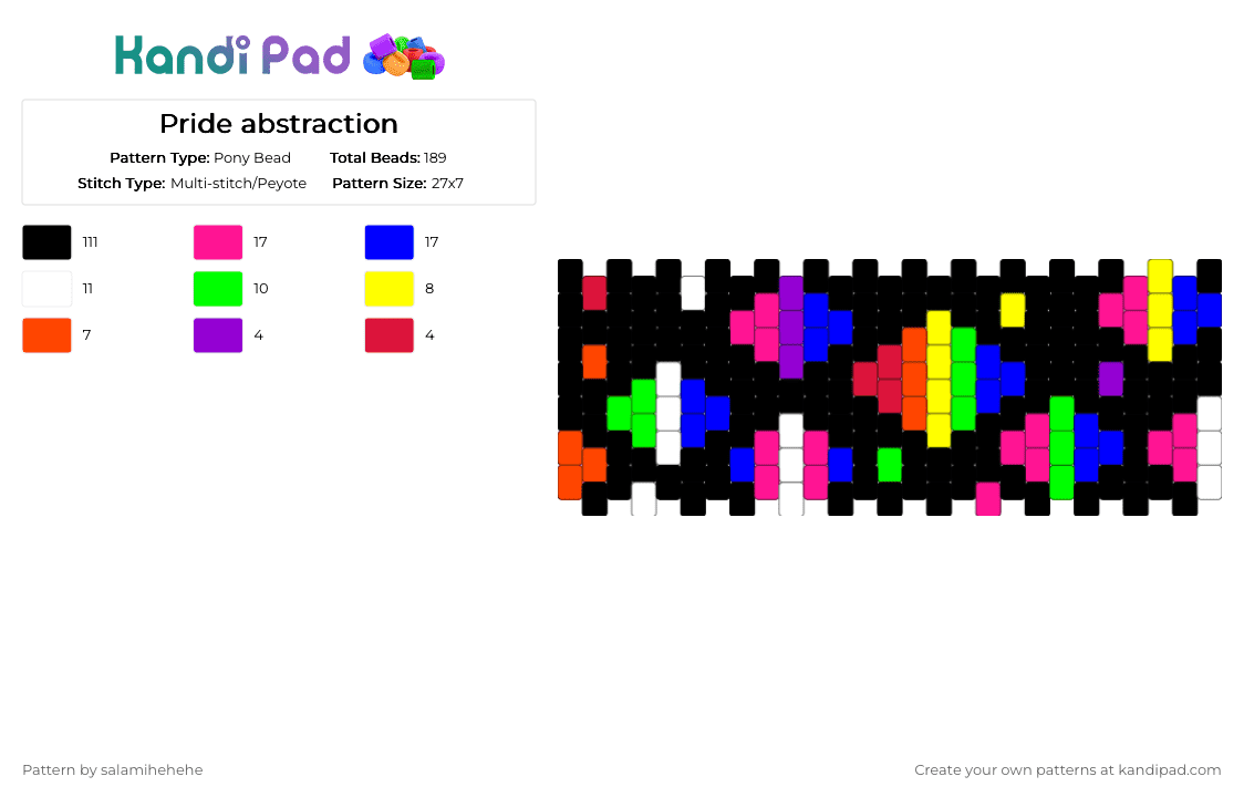 Pride abstraction - Pony Bead Pattern by salamihehehe on Kandi Pad - black,purple,pink,pride,abstraction,tadc