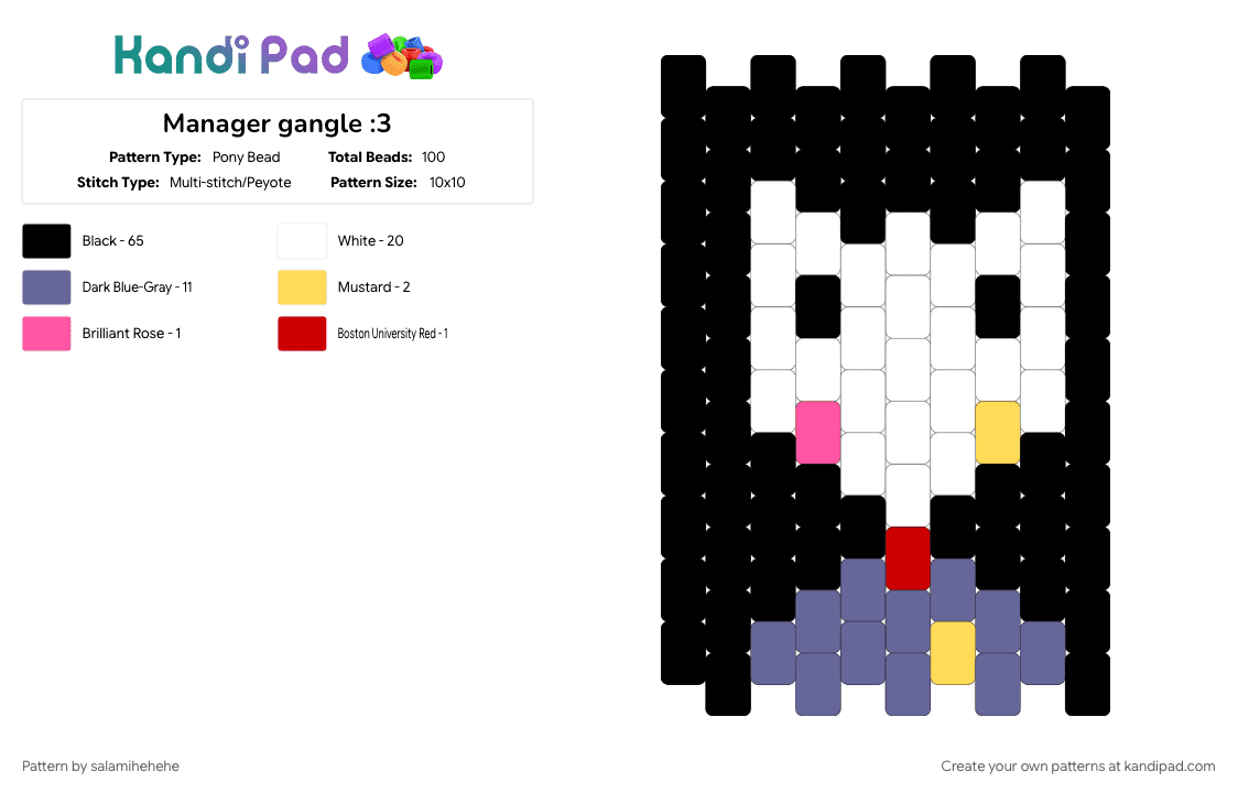 Manager gangle :3 - Pony Bead Pattern by salamihehehe on Kandi Pad - black, purple, white