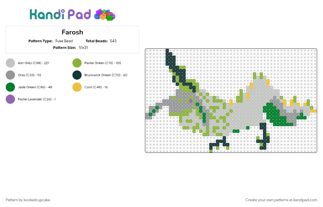 Farosh - Fuse Bead Pattern by koolaidcupcake on Kandi Pad - 
