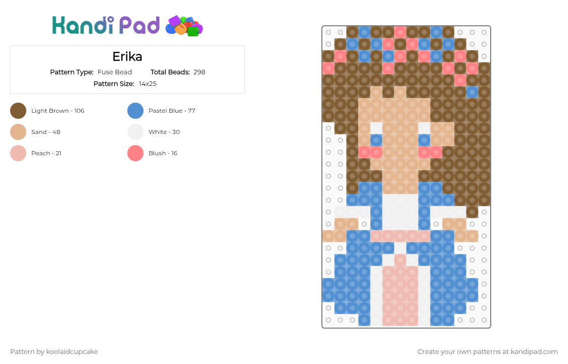 Erika - Fuse Bead Pattern by koolaidcupcake on Kandi Pad - beige, light blue, tan