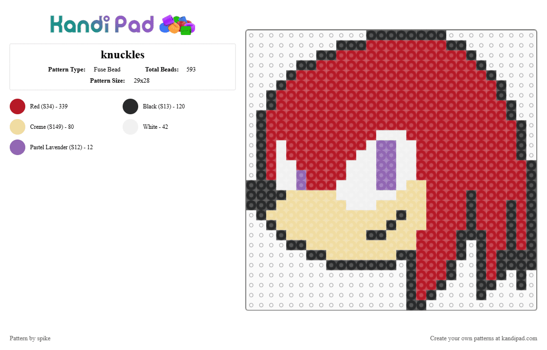 knuckles - Fuse Bead Pattern by spike on Kandi Pad - red