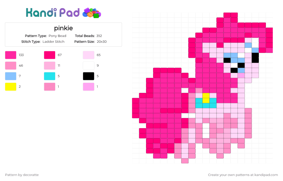 pinkie - Pony Bead Pattern by decoratte on Kandi Pad - pink
