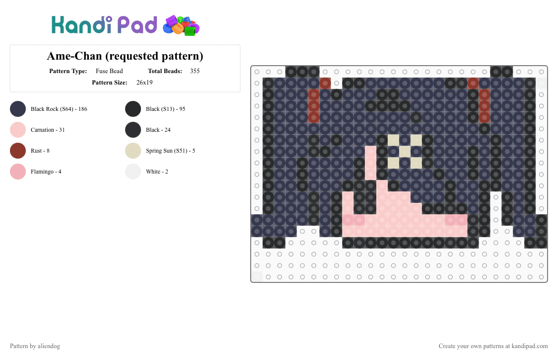 Ame-Chan (requested pattern) - Fuse Bead Pattern by aliendog on Kandi Pad - purple