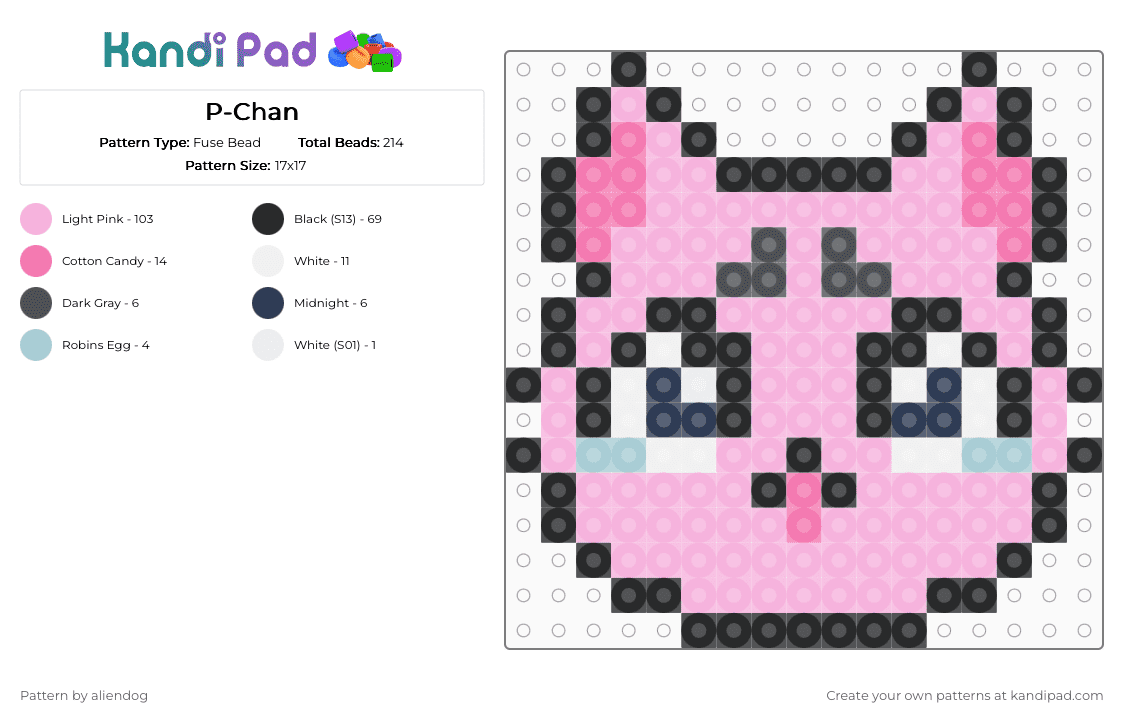P-Chan - Fuse Bead Pattern by aliendog on Kandi Pad - pink
