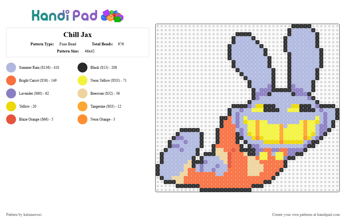 Chill Jax - Fuse Bead Pattern by katunawori on Kandi Pad - pink,orange